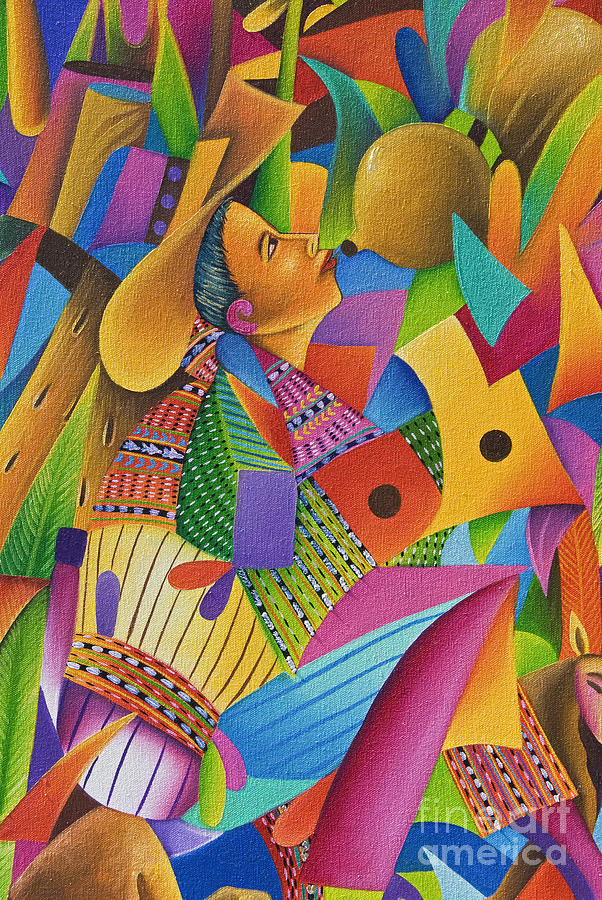 Mayan Photograph - Guatemala, Lake Atitlan, Panajachel, colorful painting for sale by Richard Maschmeyer