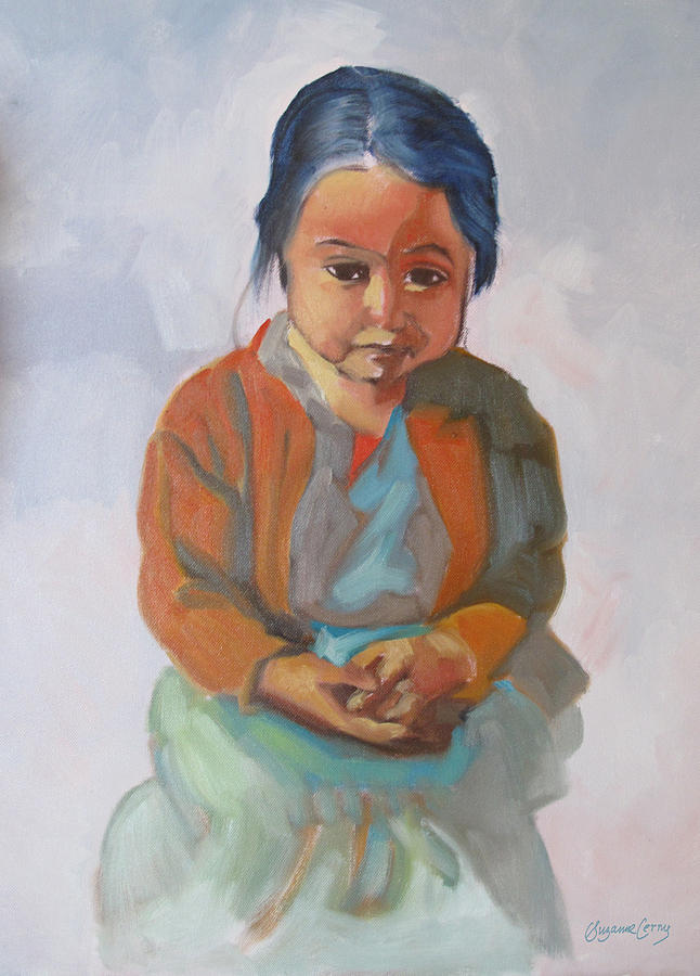 Guatemalan Girl with Folded Hands Painting by Suzanne Giuriati Cerny