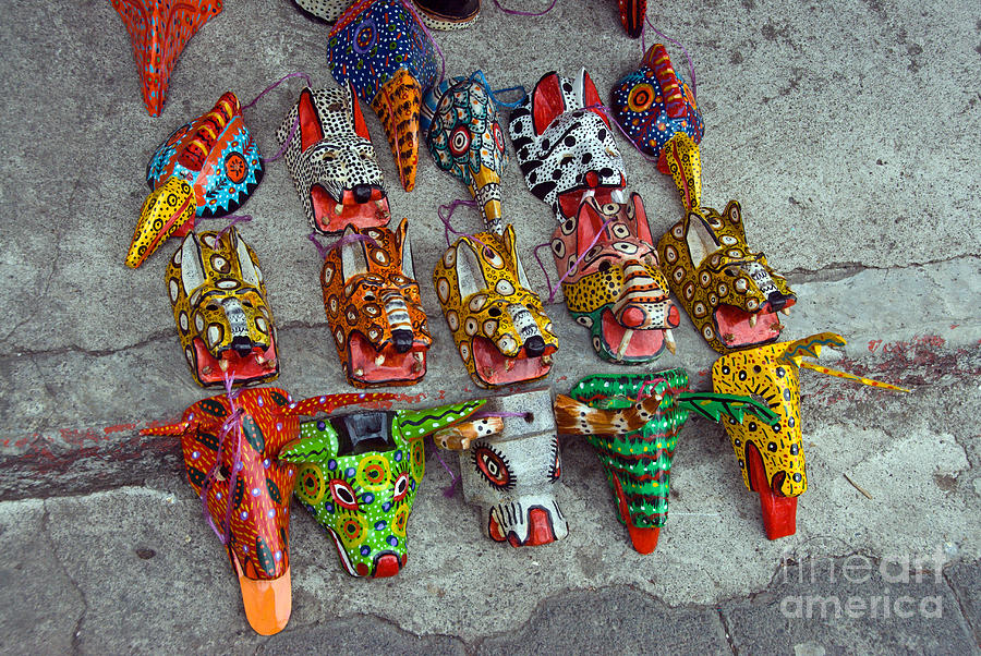 Guatemalan Wooden Masks Photograph by Mark Newman