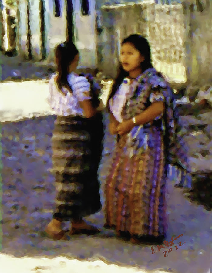 Guatemalan Girls Painting by Elizabeth Iglesias