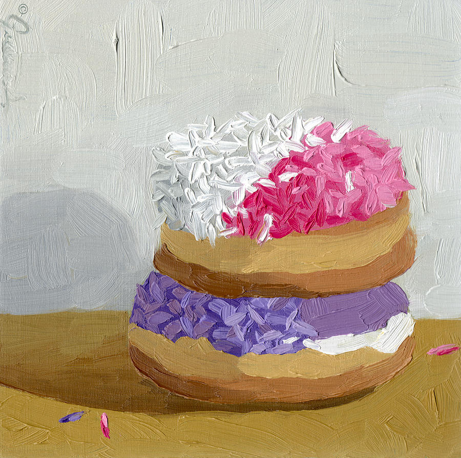 Donut Painting - Guava Filled over the Grape Ape by Guenevere Schwien