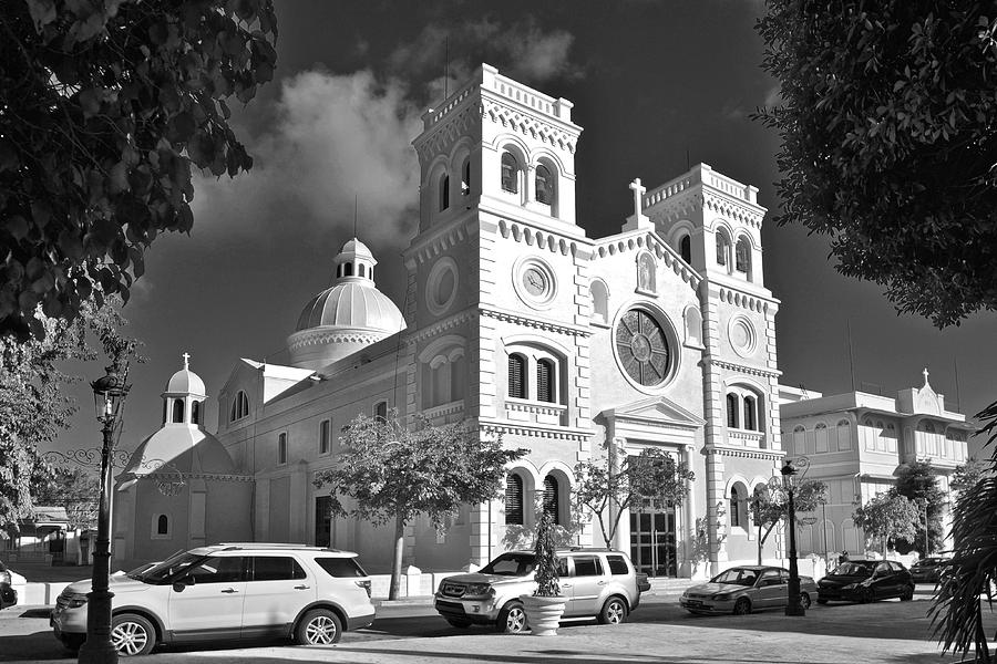 Guayama Church and Plaza B W 1 Photograph by Ricardo J Ruiz de Porras