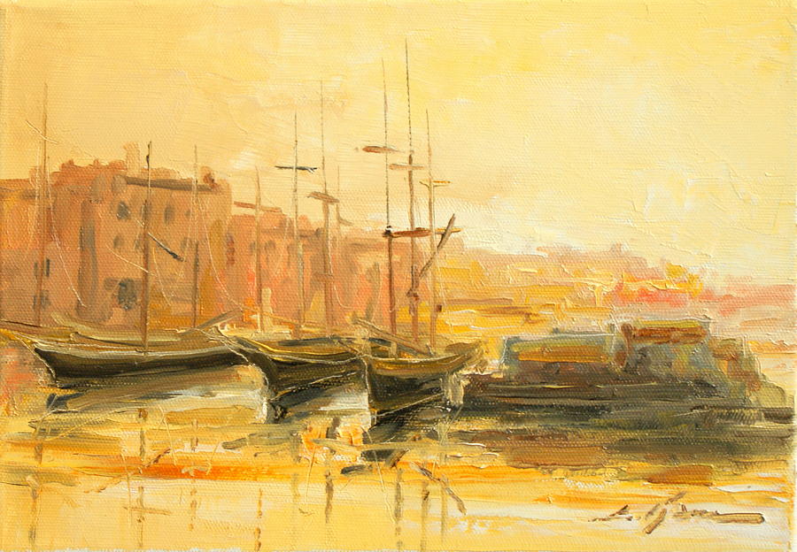 Guernsey Harbour Painting by Luke Karcz