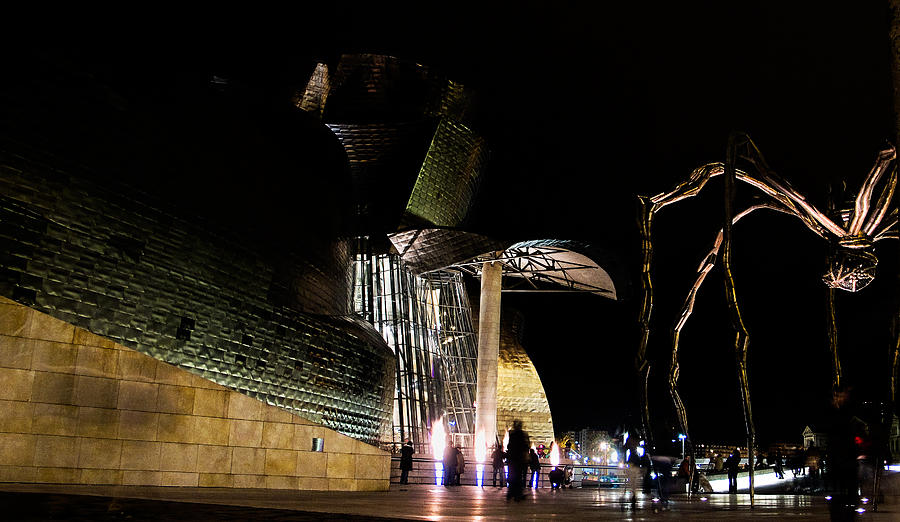 Guggenheim and the spider at night Photograph by Weston Westmoreland