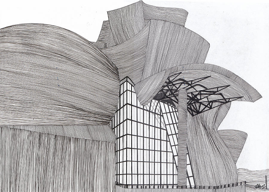Guggenheim-Bilbao Drawing by Laura Hol Art