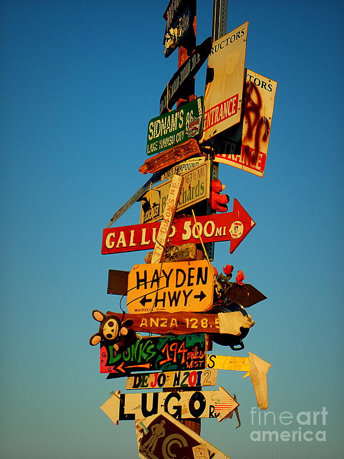 Sign Photograph - Guidepost In The Desert by Ruta Naujokiene