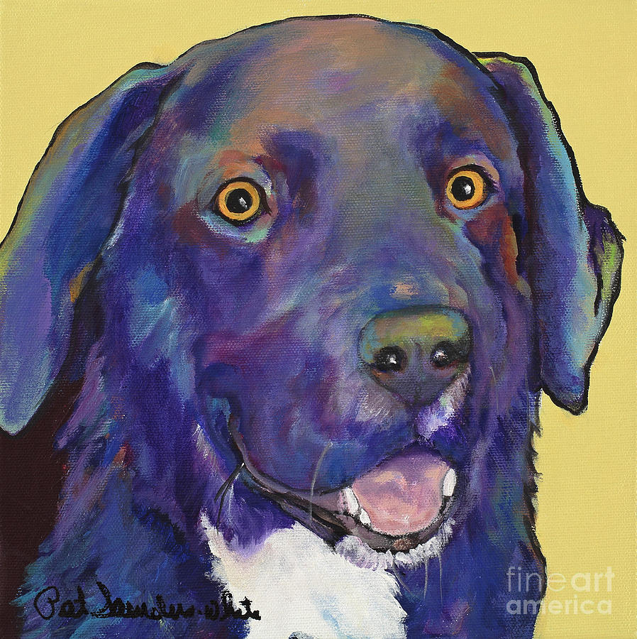 Black Lab Mix Painting - Guido by Pat Saunders-White