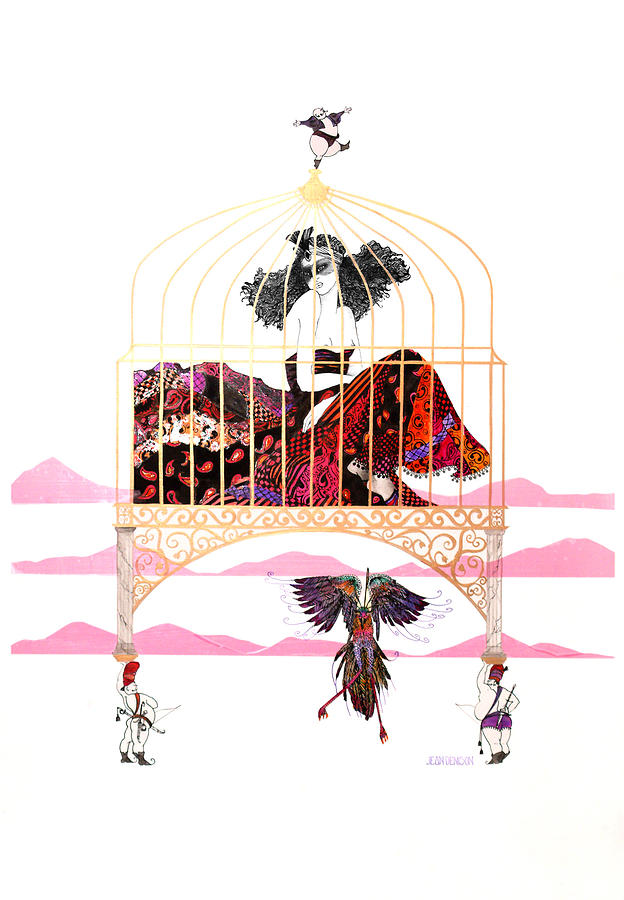 Guilded Cage  Drawing by Jean Denison