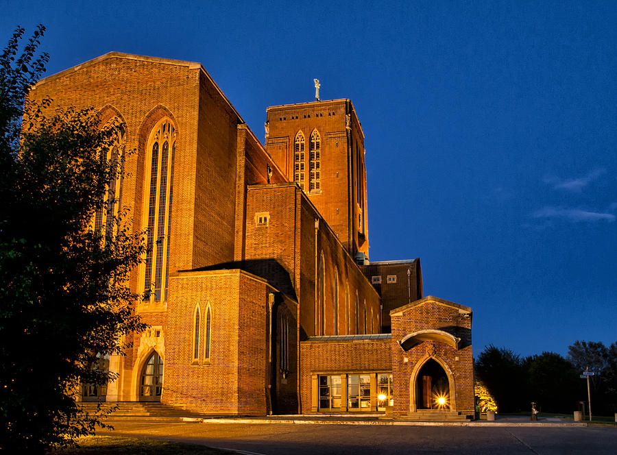 Guildford Cathedral at night Photograph by Shirley Mitchell