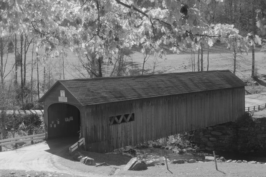 Guilford Vermont Covered Bridge black and white Photograph by John Burk