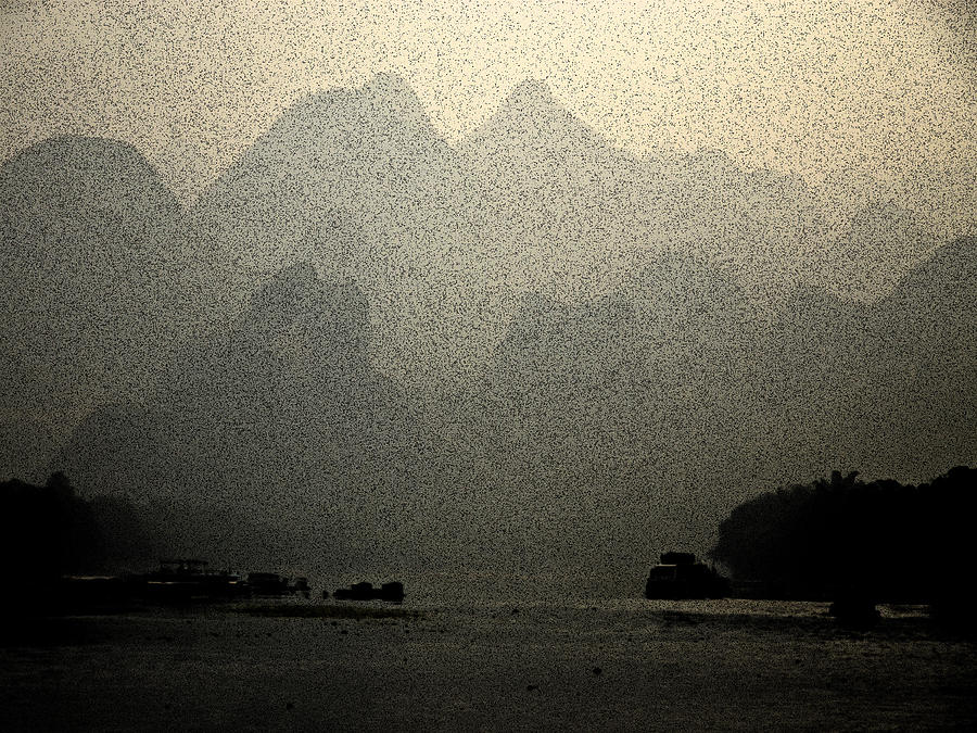 Guilin in Ink Outlines on Li River China Photograph by Sally Ross