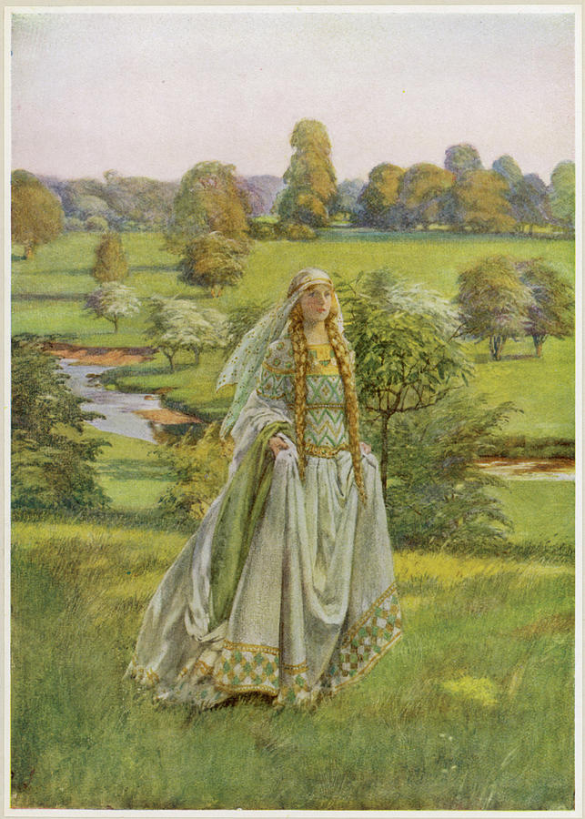 Guinevere Walks Through The Meadows Drawing by Mary Evans Picture ...