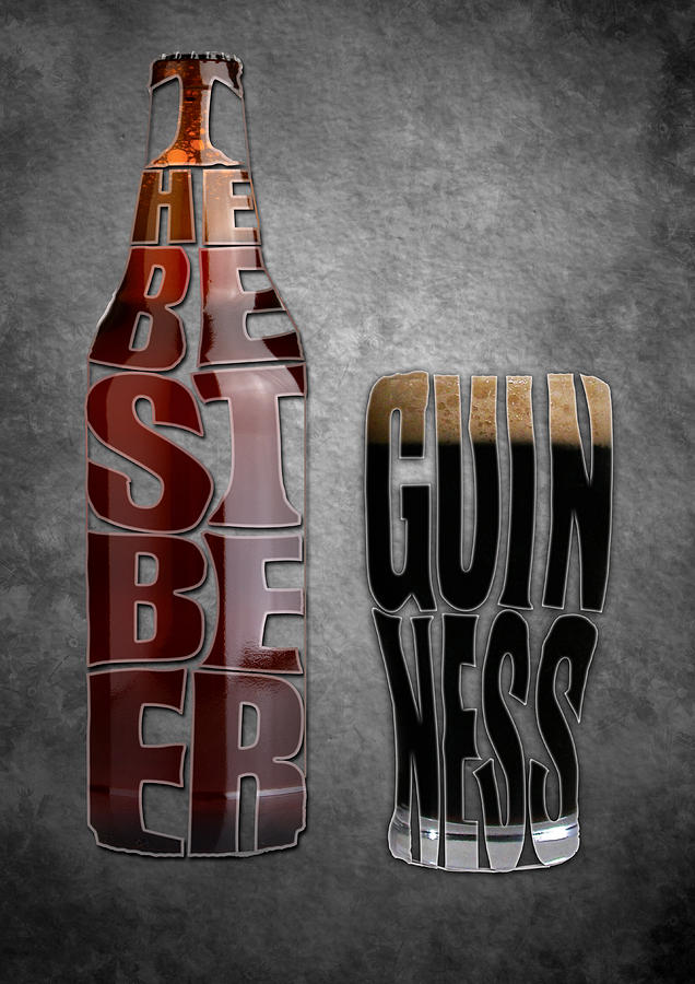 Guinness The Best Beer Typography artwork Painting by Georgeta Blanaru