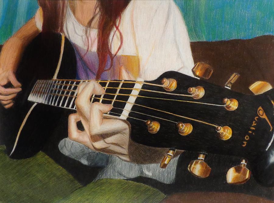 Music Drawing - Guitar Drawing by Savanna Paine