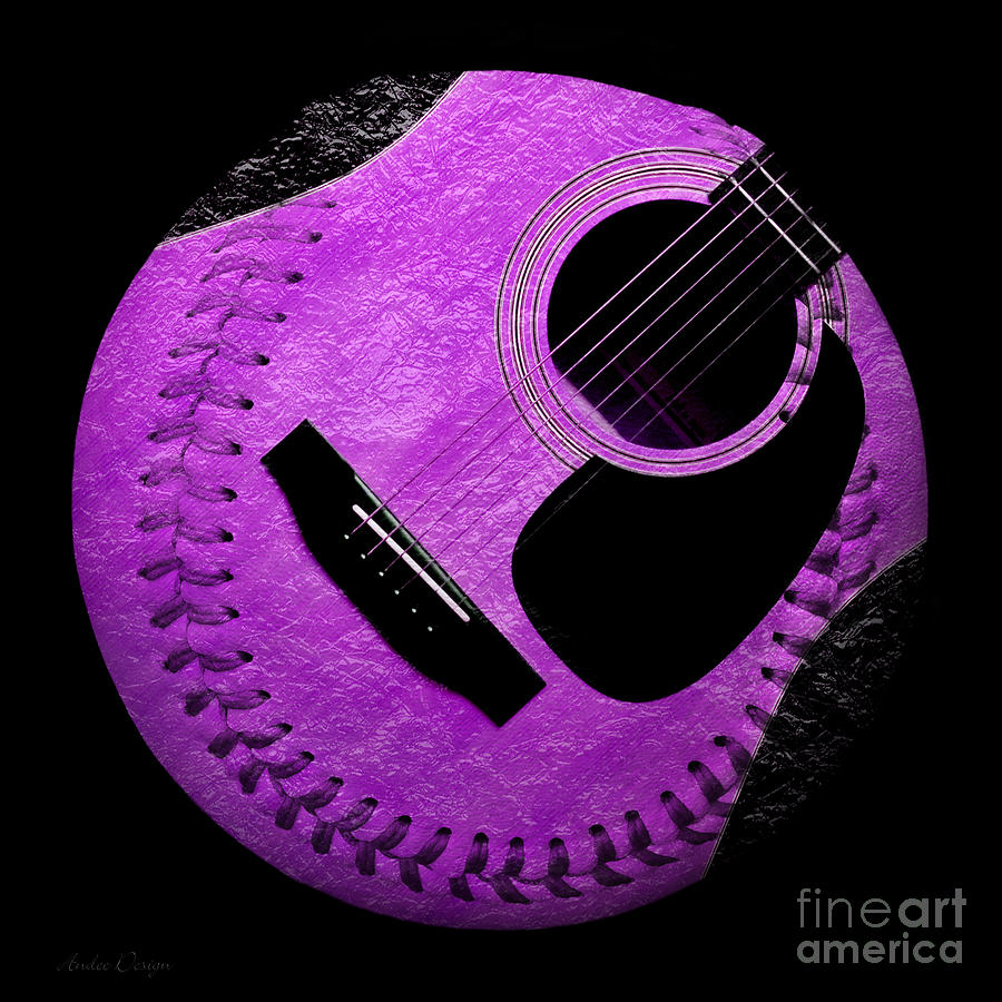 Guitar Grape Baseball Square Digital Art by Andee Design