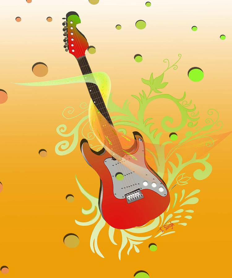 Guitar Guitar Painting by Sarabjit Singh