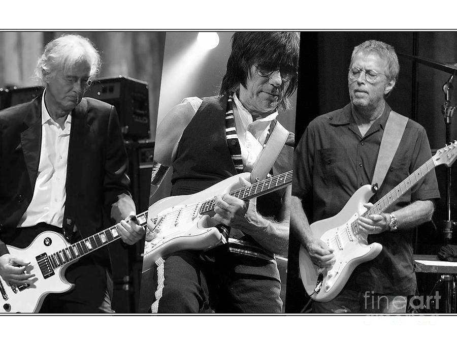 Guitar Legends Jimmy Page Jeff Beck and Eric Clapton Mixed Media by Marvin Blaine