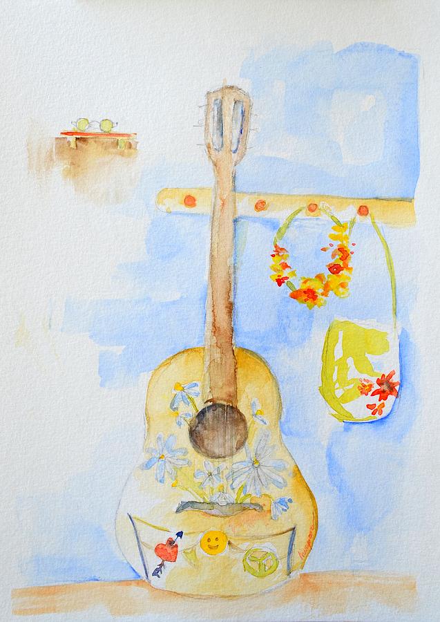 Guitar of a Flower Girl Painting by Patricia Awapara