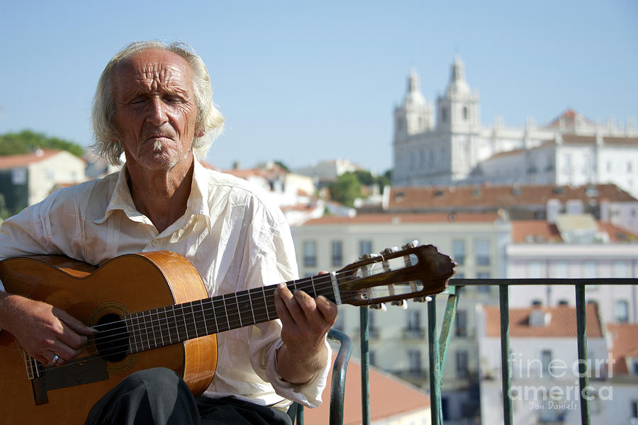 Portrait Photograph - Guitar Player Lisbon by Jan Daniels