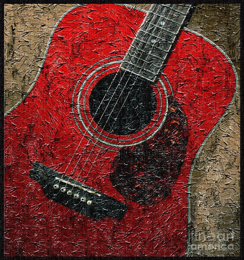 Guitar with Texture Duvet Digital Art by Barbara A Griffin