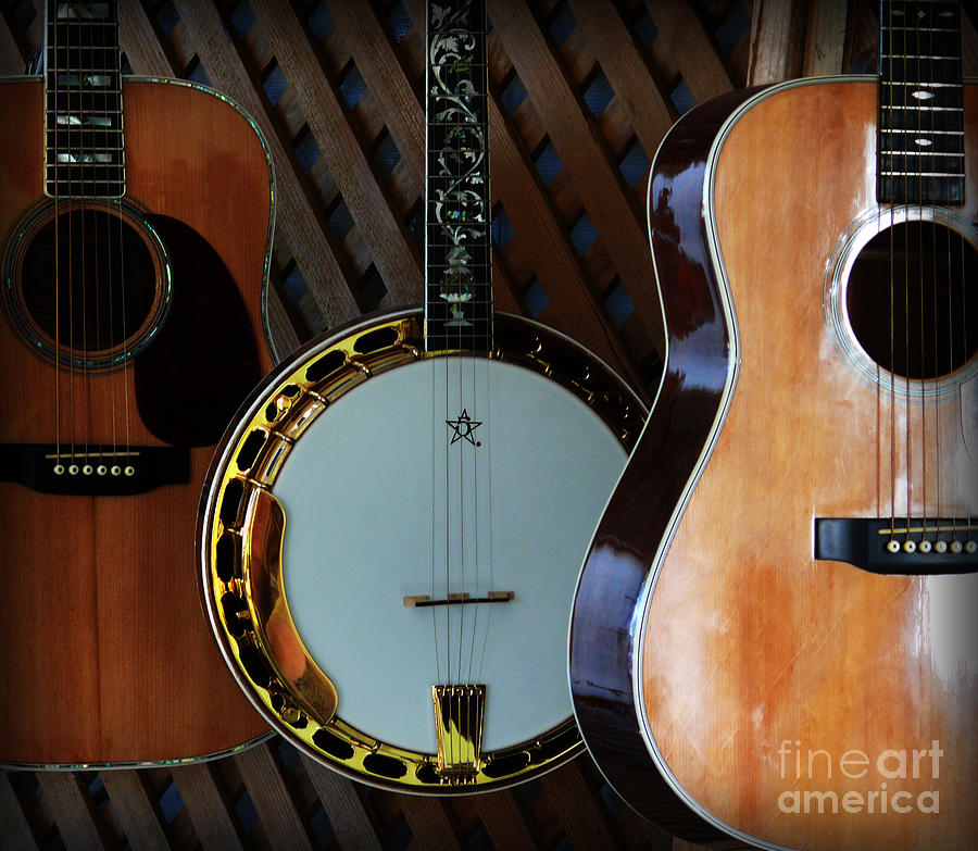 Guitars and Banjo Photograph by Jeanne  Woods