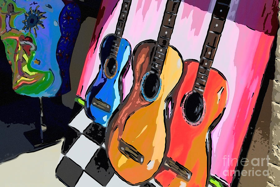Guitars Digital Art by Jill Lang
