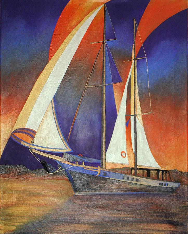 Gulet Under Sail Painting by Taiche Acrylic Art