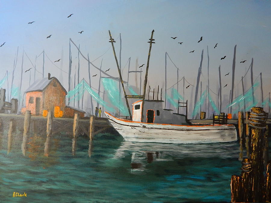 Shrimp Boat Painting - Gulf Shrimpers by Robert Clark