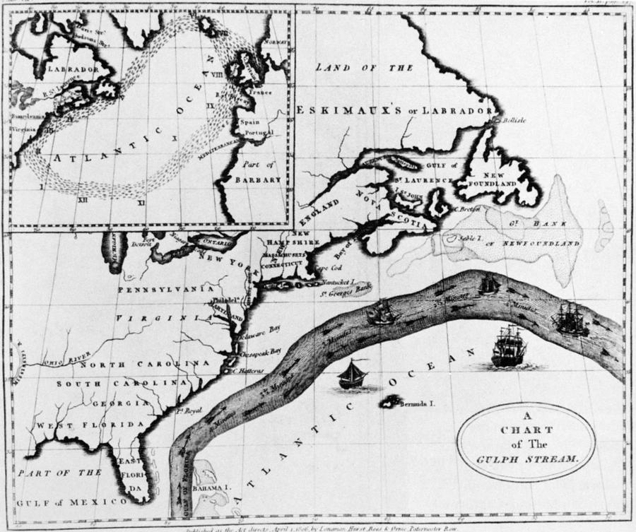 Map Photograph - Gulf Stream Chart by Granger