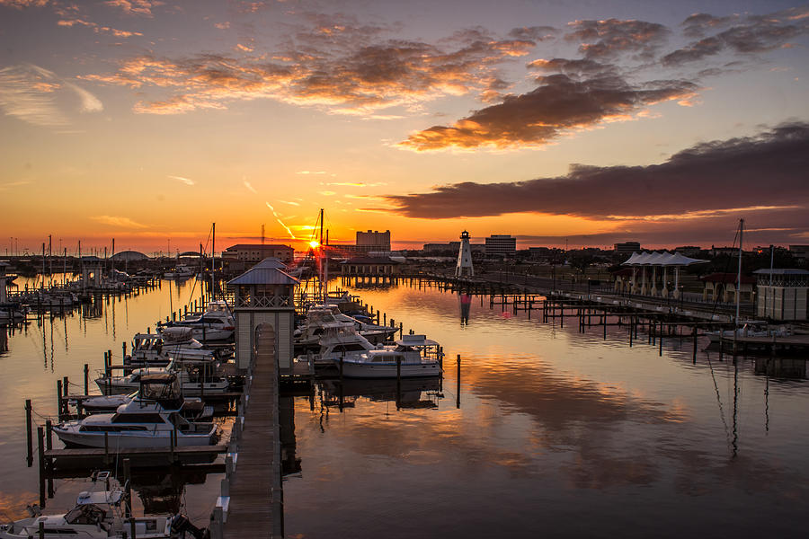 Gulfport Harbor sunset Photograph by Brian Wright