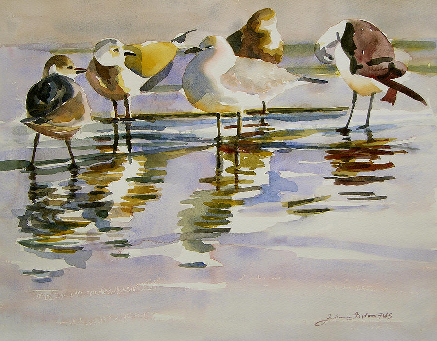 Gull Family Painting by Julianne Felton