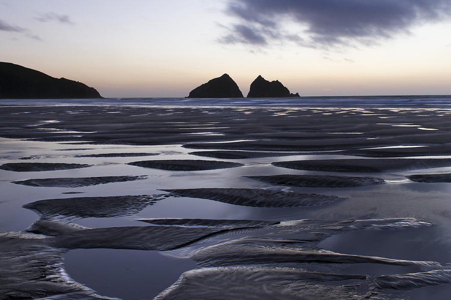Sunset Photograph - Gull Rocks Holywell Bay by Debra Jayne
