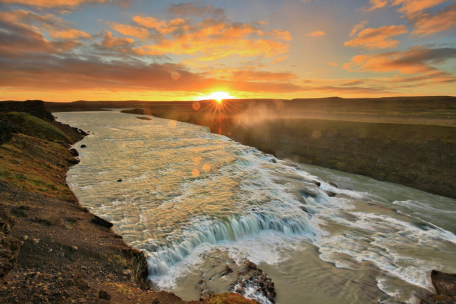Gullfoss Waterfall With An Autumnal Photograph by Johnathan Ampersand Esper