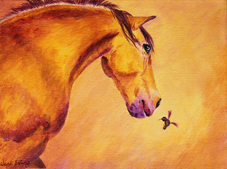 Horse Painting - Gullivers Feathered Friend by Wendi Curtis