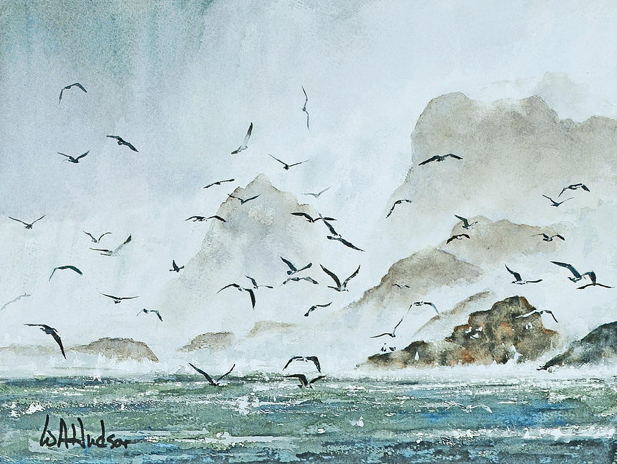 Gulls in the Mist Painting by Bill Hudson
