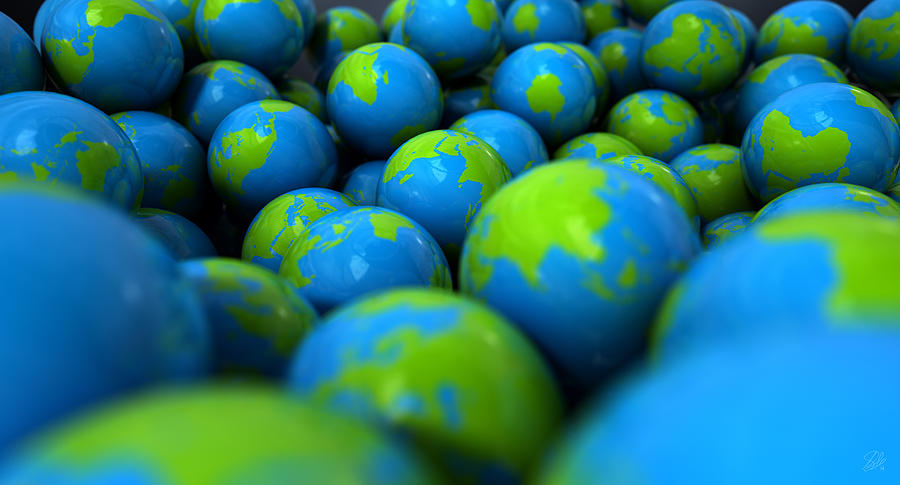 Candy Digital Art - Gum Ball Earth Globes by Allan Swart