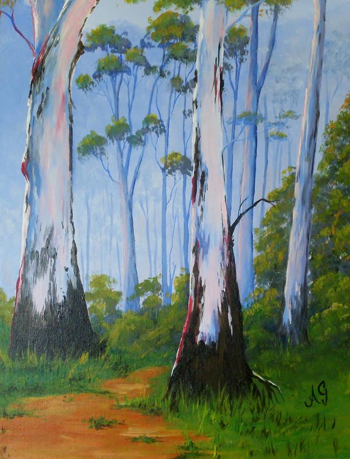 Gum trees Painting by Anne Gardner