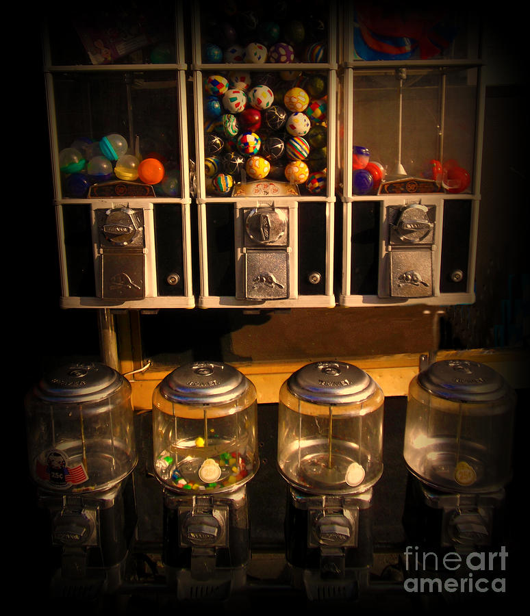 Gumball Memories - Row of Antique Vintage Vending Machines - Iconic New York City Photograph by Miriam Danar