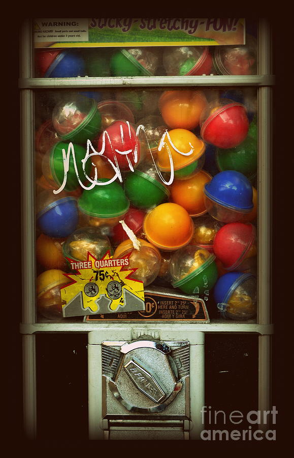 Series - Gumball Silver Bars with Graffiti - Iconic New York City Photograph by Miriam Danar