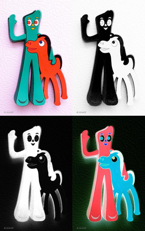 GUMBY AND POKEY in QUAD COLORS by Rob Hans.