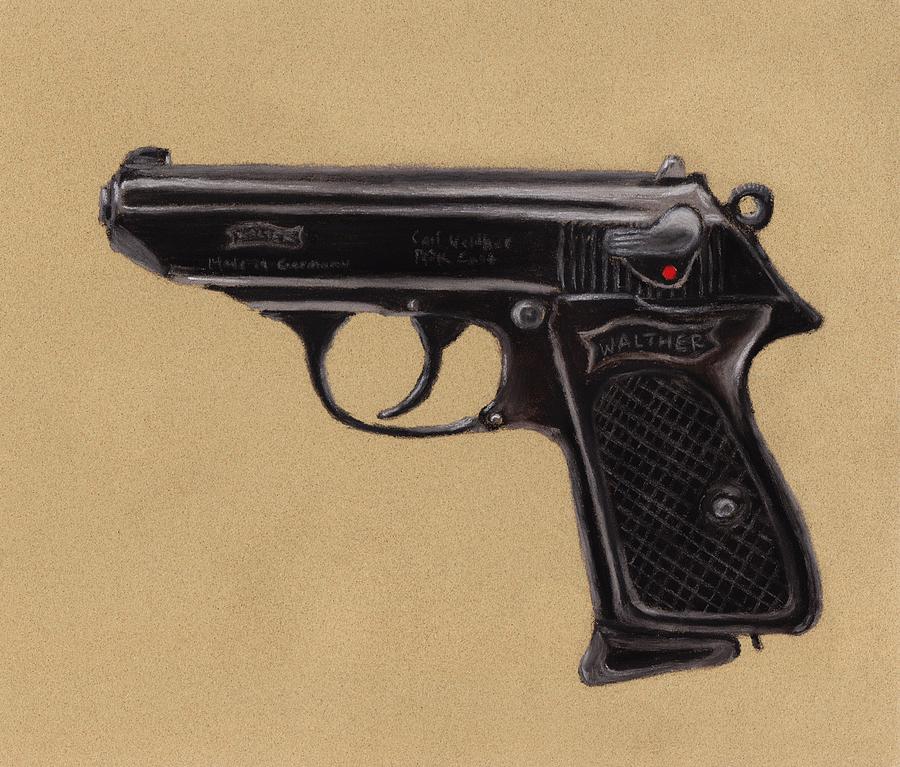 Gun - Pistol - Walther PPK Drawing by Anastasiya Malakhova