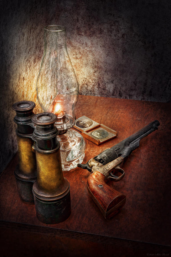 Vintage Photograph - Gun - The adventures code  by Mike Savad