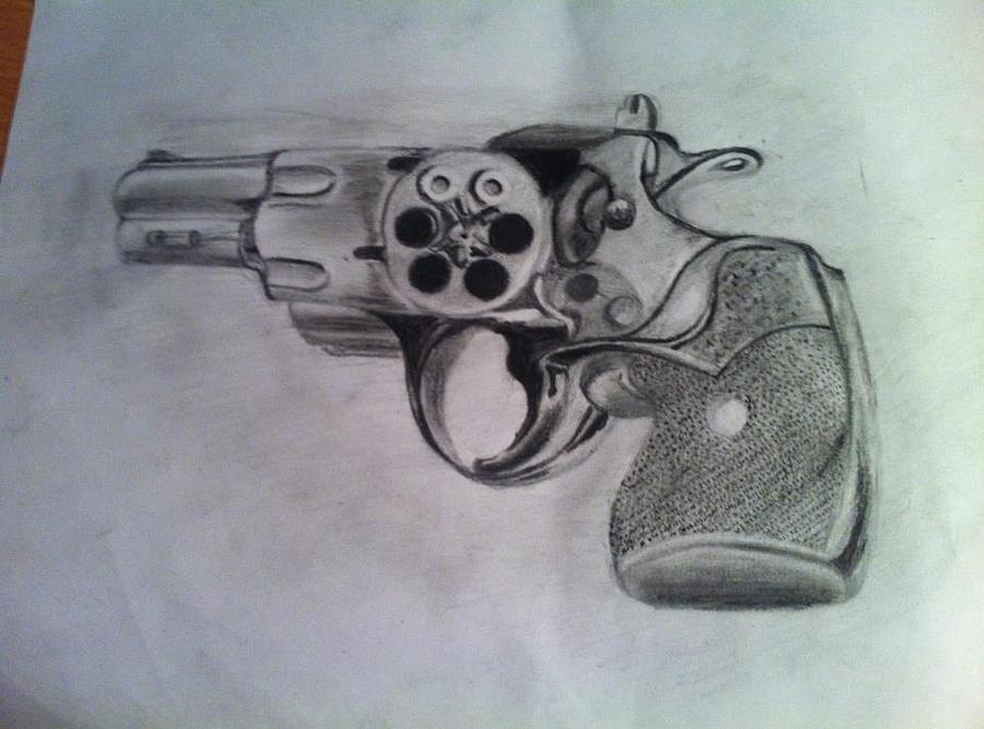 Gun Drawing by Thien Trang Hoang