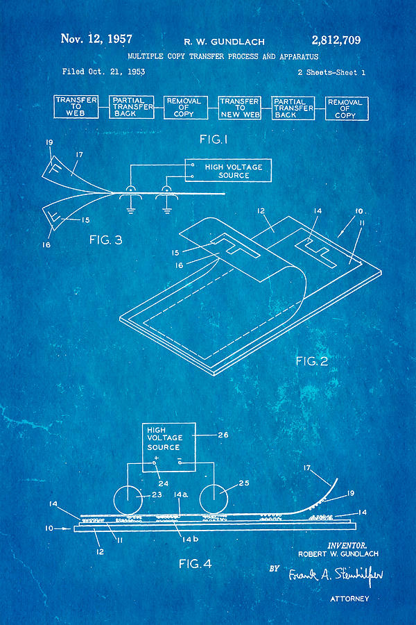 Tool Photograph - Gundlach Photocopier Patent Art 1957 Blueprint by Ian Monk