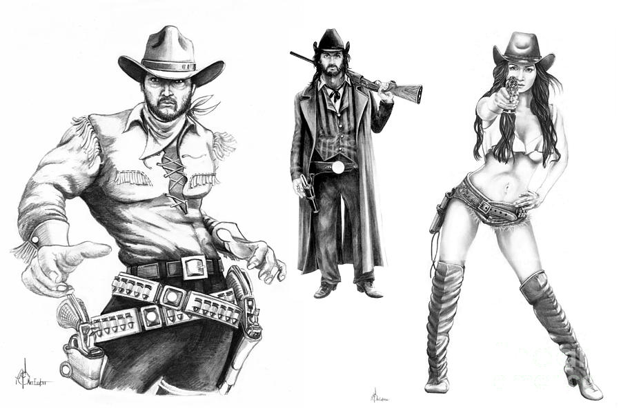 osketch of old west gunfight