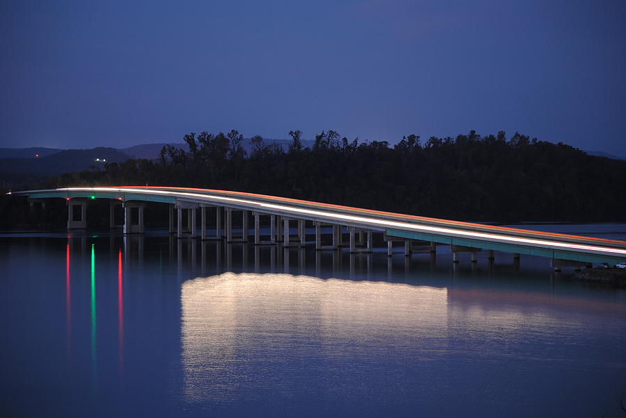 Bridge Photograph - Guntersville Lake Bridge Refection by Lyndall Hamlett