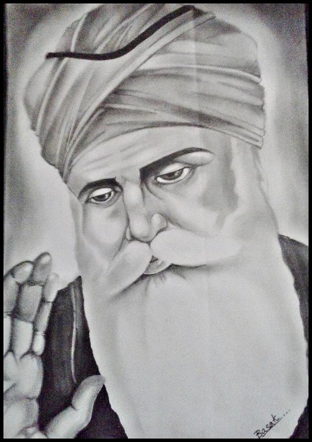 Pencil Sketch of Guru Nanak Dev Ji by Tarang Ahuja  DesiPainterscom