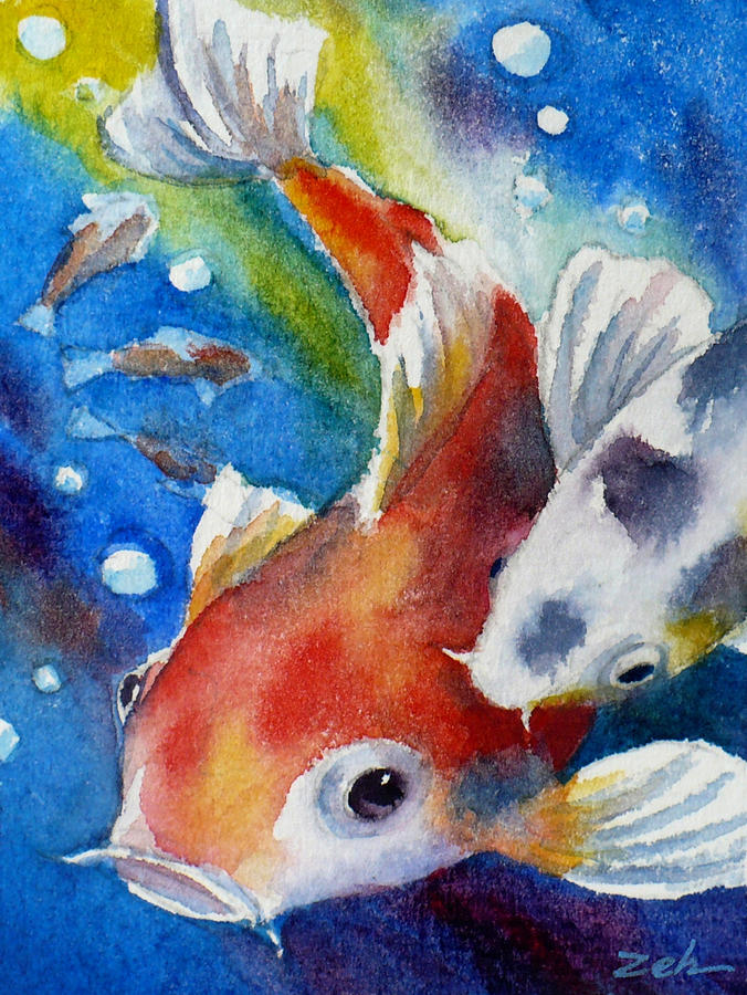 Gustave the Koi Fish Painting by Janet Zeh