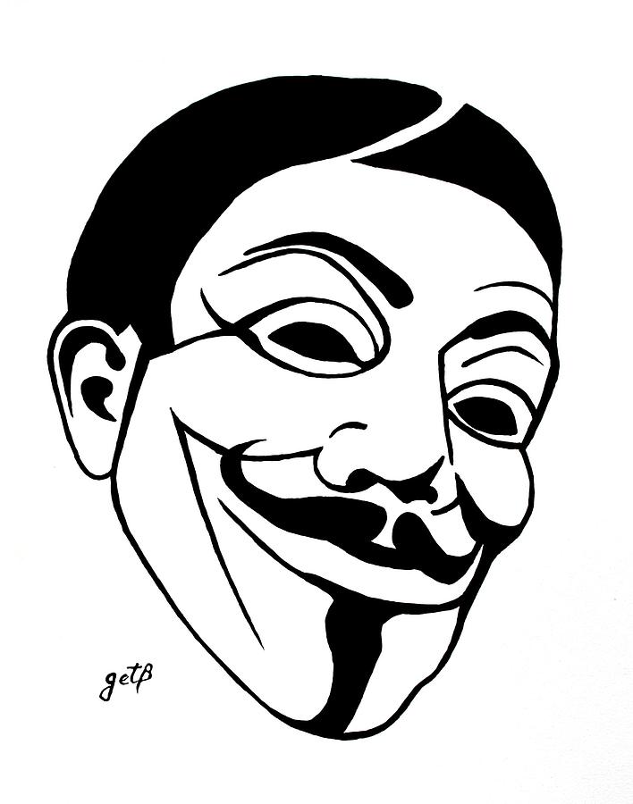 Guy Fawkes Face original pop art painting Painting by Georgeta  Blanaru