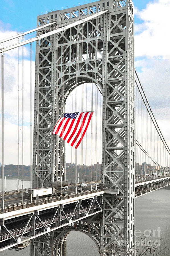 Gw Bridge American Flag Photograph